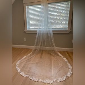 Cathedral Wedding veil with lace trim